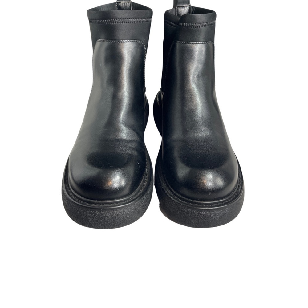 Woman’s Black Combat Moto Boots with Chunky Sole - Picture 3 of 7